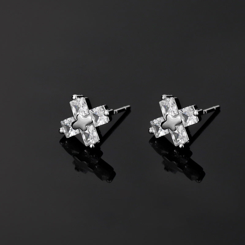 Wholesale Diamond Cross Male Earrings